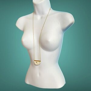 Half Circle White Gold Chain Long Necklace